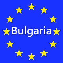 Wall Mural - flag of european union with bulgaria. eu flag. country border sign of the of bulgaria. vector illust