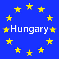 Wall Mural - flag of european union with hungary. eu flag. country border sign of the of hungary. vector illustra