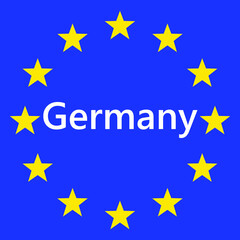 Wall Mural - flag of european union with germany. eu flag. country border sign of the of germany. vector illustra