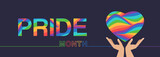 Fototapeta Pokój dzieciecy - LGBT pride month background. Vector background with rainbow colors and heart shape