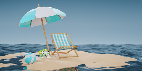 Wall Mural - summer background 3d product display platform scene with surfboard platform. sky cloud summer background 3d render on the ocean display. podium on sand beach cosmetic product display stand