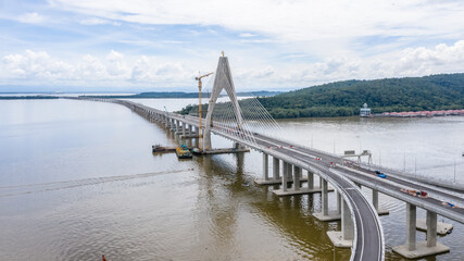 Wall Mural - Temburong Bridge is a 30-kilometre (19-mile) bridge currently under construction in Brunei. It will connect Mengkubau and Sungai Besar in Brunei-Muara District and Labu Estate in Temburong District.