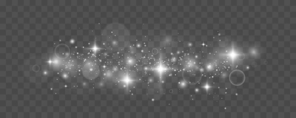 Wall Mural - the dust sparks and silver stars shine with special light. white dust, white sparks and golden stars