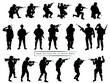 © Oleksandr1 - Army silhouette of men soldiers with weapons, a large military vector set