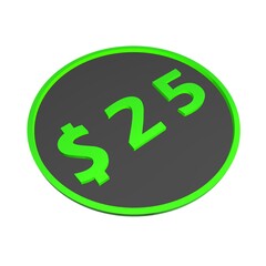 Poster - $25. Dollar sign. Shopping, price tag, money. 3d rendering.