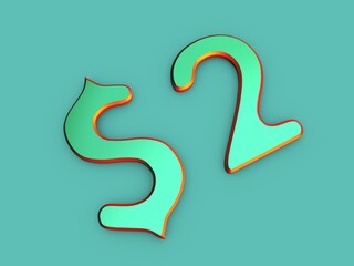 Poster - $2. Finance, dollars, money. Sale or exchange. Green volume number. 3D rendering.