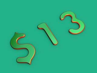 Poster - $13. Finance, dollars, money. Sale or exchange. Green volume number. 3D rendering.