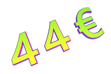 Poster - 44€. European money, price tag. Sale or exchange. Yellow-green voluminous chmslo. 3D rendering.