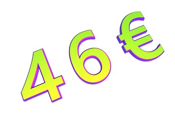Poster - 46€. European money, price tag. Sale or exchange. Yellow-green voluminous chmslo. 3D rendering.