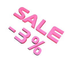 Poster - - 3% Sale. Marketing and discounts. Volumetric pink inscription. 3d rendering.