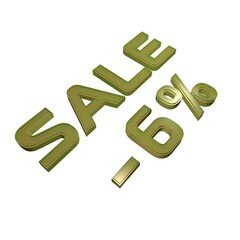 Poster - - 6% Sale. Marketing and discounts. Volumetric green inscription. 3d rendering.