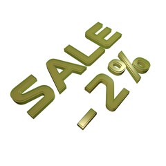 Poster - - 2% Sale. Marketing and discounts. Volumetric green inscription. 3d rendering.