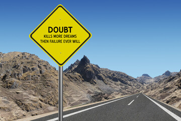 Wall Mural - Motivational quote about self doubt and failure.