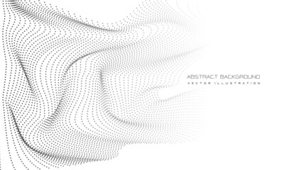 Poster - Abstract grey dots wave curve on white with blank space design modern futuristic technology background vector