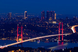 istanbul-turkey. 11.july.2019. 15th july Martyrs Bridge (15 temmuz sehitler koprusu) landscape.  Bosphorus Bridge at night Istanbul, Turkey