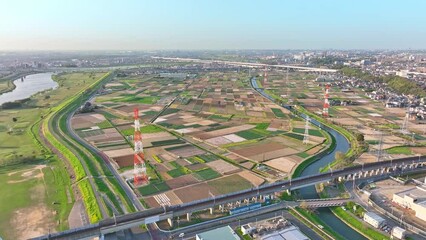 Canvas Print - 農地　田園風景　空撮