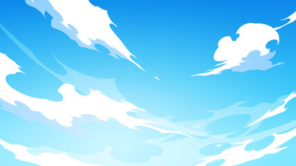 かっこいい雲と空の背景イラスト_エフェクト風_16:9