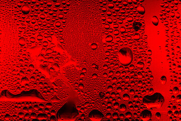 Wall Mural - red macro water drop texture,Water drops on red background