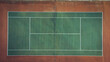 Aerial view of a tennis court layout with copy space