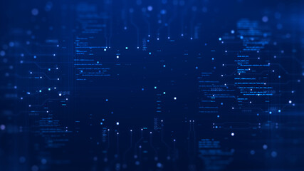 Leinwandbilder - Cybersecurity data protection digital technology background has small fractal binary code with dark blue background.