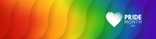 Pride Gradient Background With 2022 LGBTQ Pride Flag Colours. Vector Banner Logo 2022 Lgbtq Pride Month With Rainbow Heart. Symbol Of Pride Month June Support.