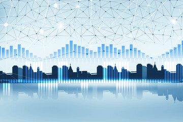 Poster - Abstract Business Concept Background with Sillhouttte background. Modern tech and business wallpaper design
