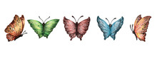 Butterfly Illustration Set Watercolor Graphics On White Background For Cards, Posters, Postcards, Digital Prints, Crafts, Scrapbooks, And More.