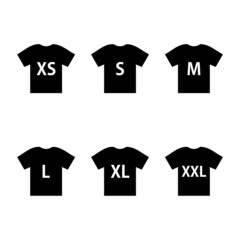 Canvas Print - Set of t-shirts icons with inscriptions of the size of clothes isolated on a white background