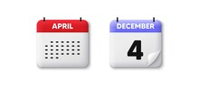 Calendar Date 3d Icon. 4th Day Of The Month Icon. Event Schedule Date. Meeting Appointment Time. Agenda Plan, Month Schedule 3d Calendar And Time Planner. 4th Day Day Reminder. Vector