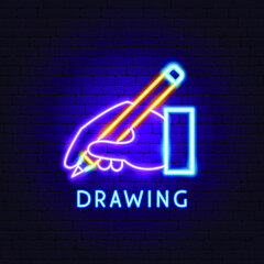 Poster - Hand Drawing Neon Label. Vector Illustration of Pencil Promotion.