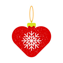 Wall Mural - Christmas toy heart icon. Color silhouette. Front view. Vector simple flat graphic illustration. Isolated object on a white background. Isolate.