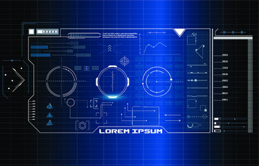 Poster - Futuristic Vector HUD Interface Screen Design. Digital callouts titles. HUD UI GUI futuristic user interface screen elements set. High tech screen for video game. Sci-fi concept design.	
