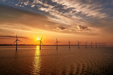 offshore wind turbine park in baltic sea nearby Danmark