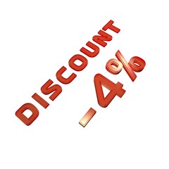 Poster - - 4% your discount. Sale and promotion. Red volumetric inscription. 3d rendering.