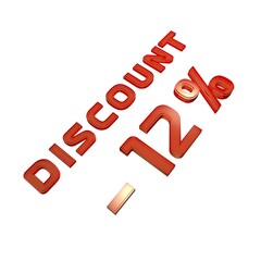 Poster - - 12% your discount. Sale and promotion. Red volumetric inscription. 3d rendering.