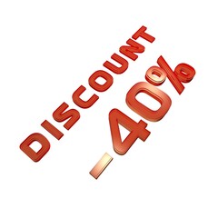 Poster - - 40% your discount. Sale and promotion. Red volumetric inscription. 3d rendering.