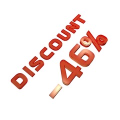 Poster - - 46% your discount. Sale and promotion. Red volumetric inscription. 3d rendering.