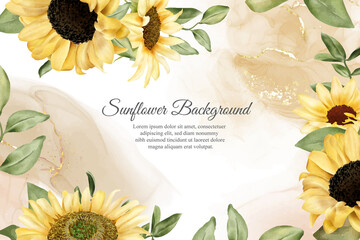Sticker - Watercolor Sunflower Background Design