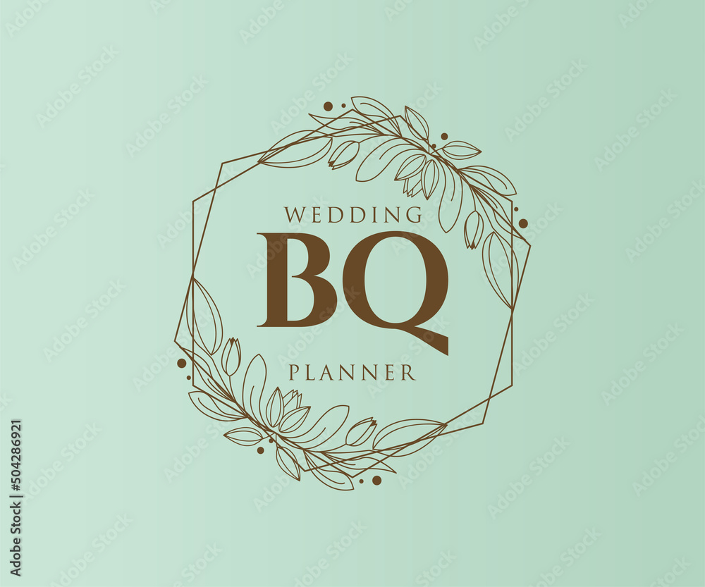 BQ Initials letter Wedding monogram logos collection, hand drawn modern ...