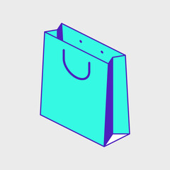 Paper shopping bag isometric vector icon illustration