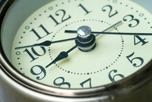 The Image Of The Alarm Clock Face Nine O'clock.Work Concept