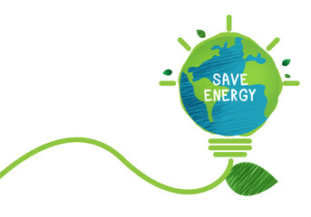 energy saving eco lamp technology nature concept. think green ecology and save energy creative idea 