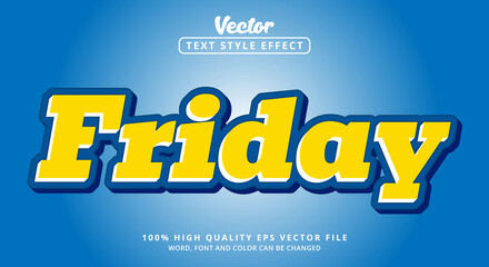 Poster - Editable text effect, Text Friday layer style and combination color happy and color yellow and blue