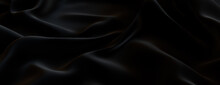 Smooth Surface Texture. Black Cloth Background With Ripples.