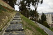 Stone staircase leading to the park on the hill. La Paz city, Bolivia