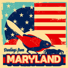 An Abstract Vector Grunge Poster Illustration On Greetings From Maryland