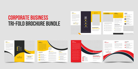 Corporate Business Trifold Brochure Template Design, business brochure bundle, brochure presentation, booklet, trifold, bifold brochure for company profile,  trifold layout, a4 size brochure