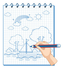 Poster - A notebook with a doodle sketch design at the cover page