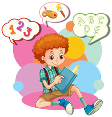 Sticker - Speech bubble design with boy reading book