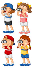 Poster - Set of children look through binoculars